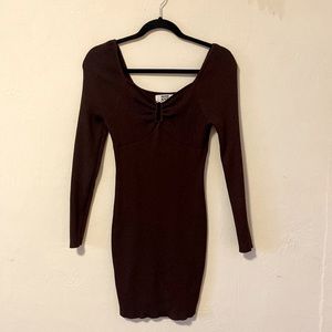 Brown mini sweater dress